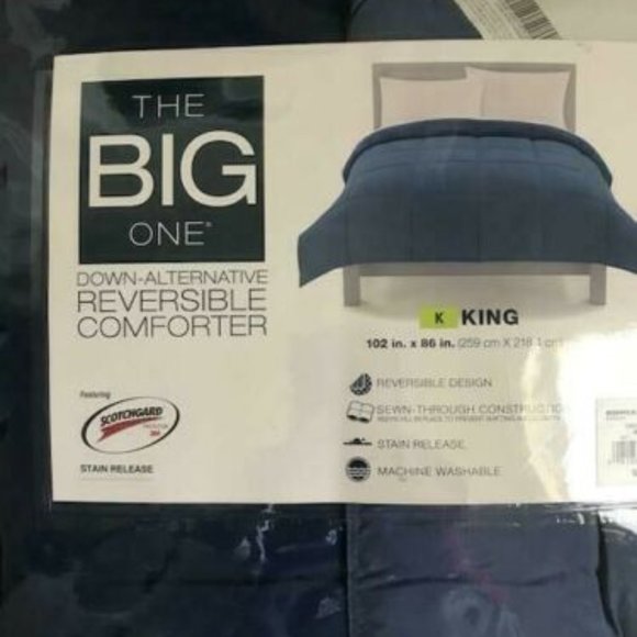 NIP BLUE DOWN ALTERNATIVE KING COMFORTER - Picture 4 of 9